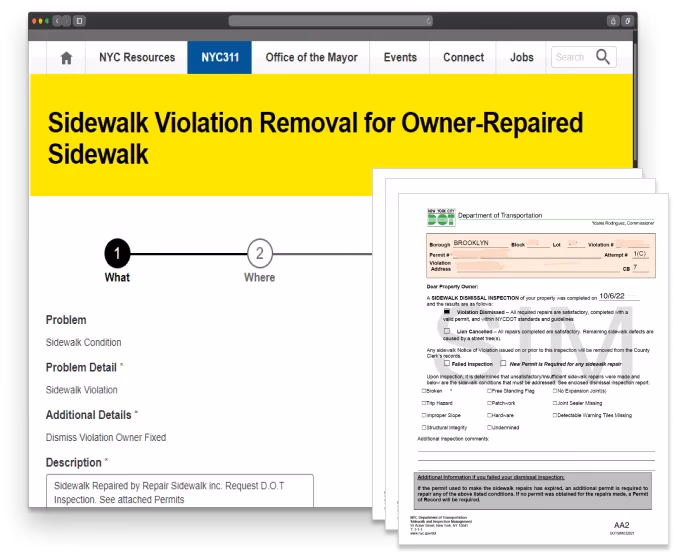 Bronx sidewalk inspection and concrete repair work